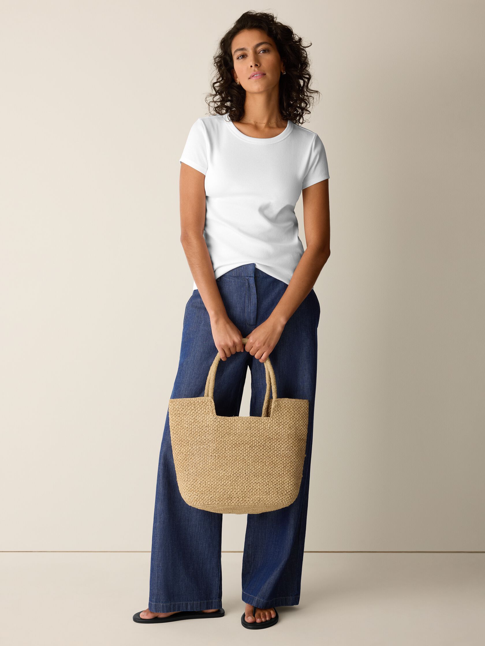 Organic Cotton Stretch Rib Crew Neck Tee