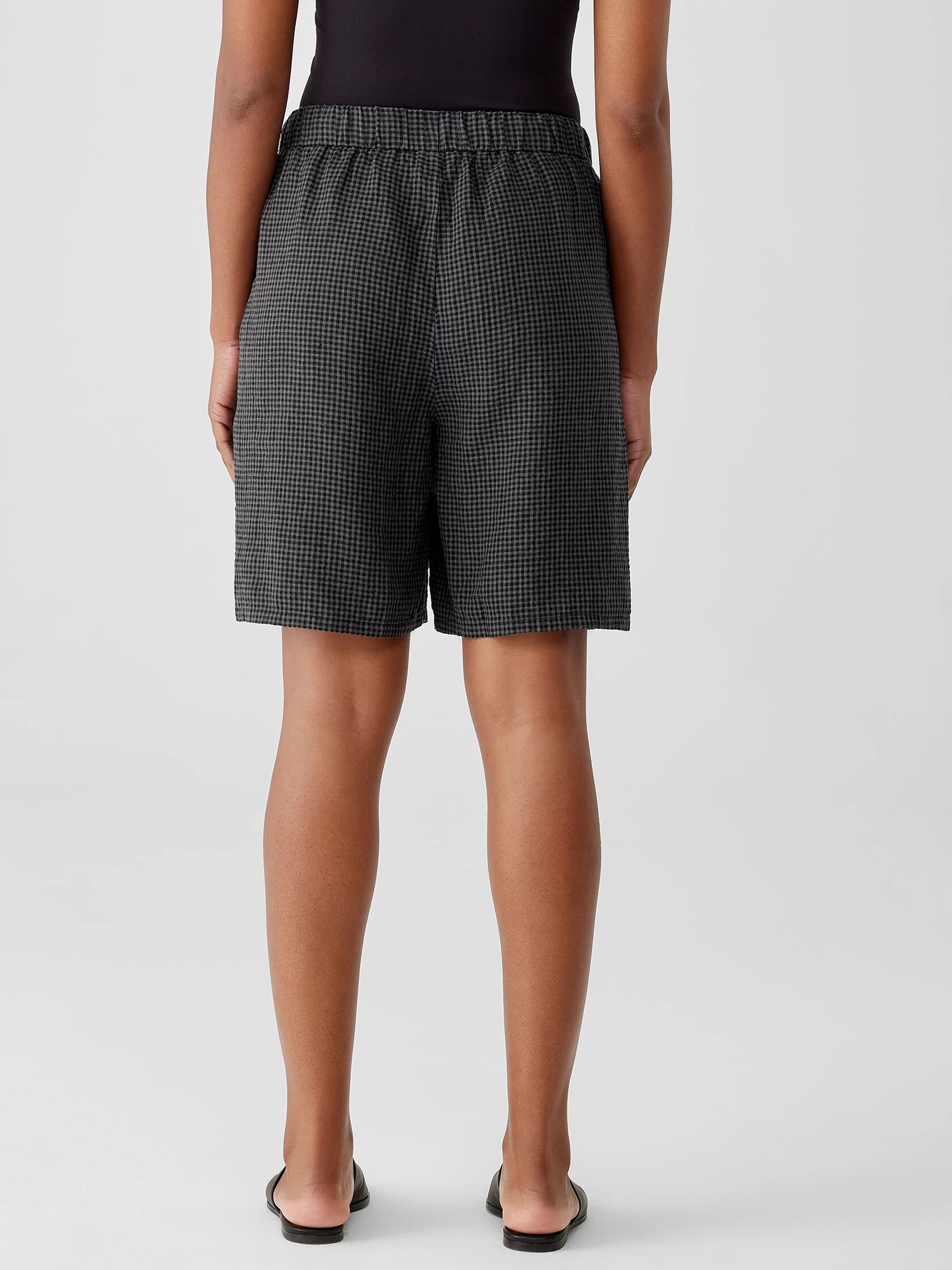 Puckered Organic Linen Shorts