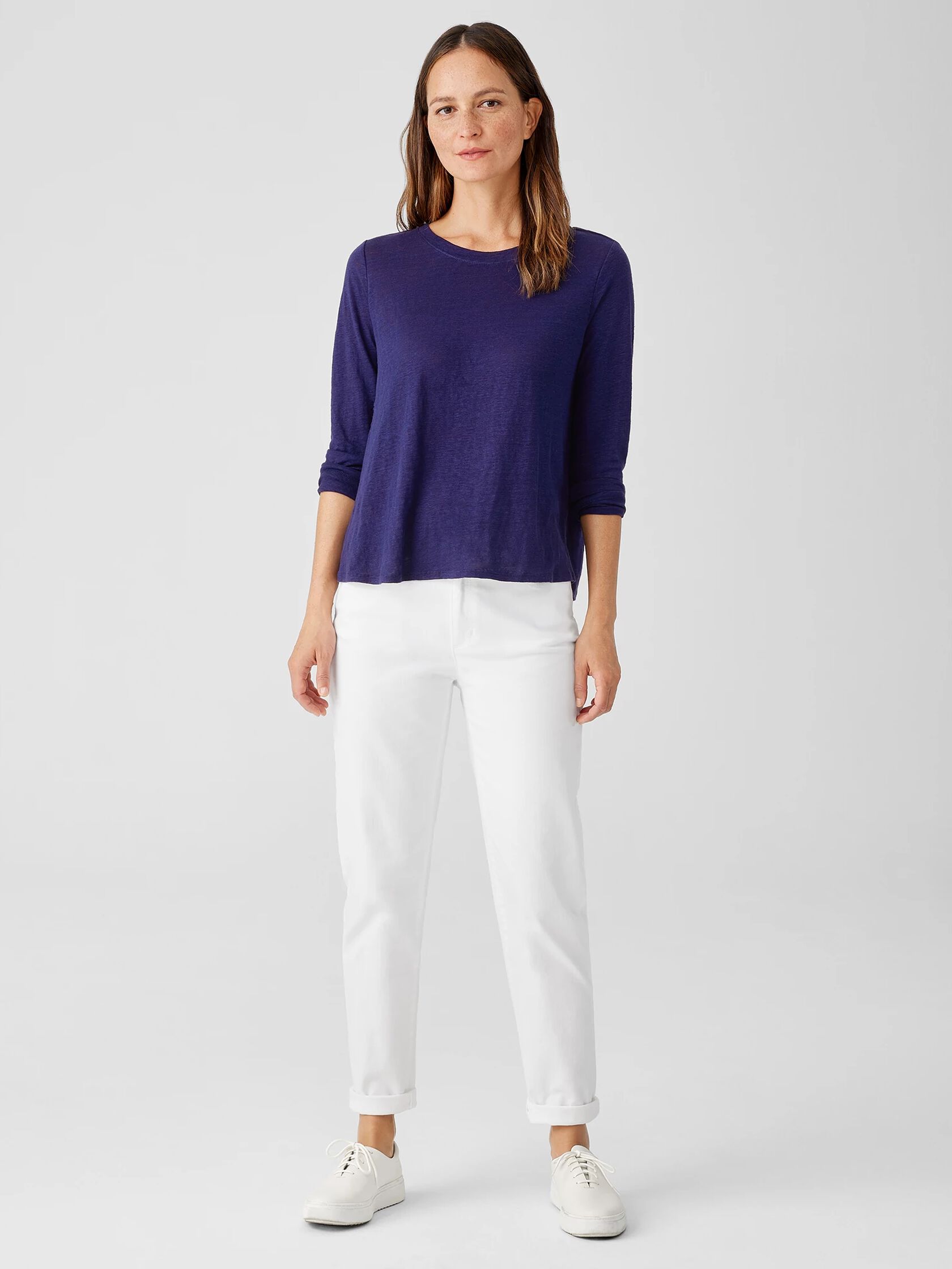 Organic Linen Jersey Crew Neck Top