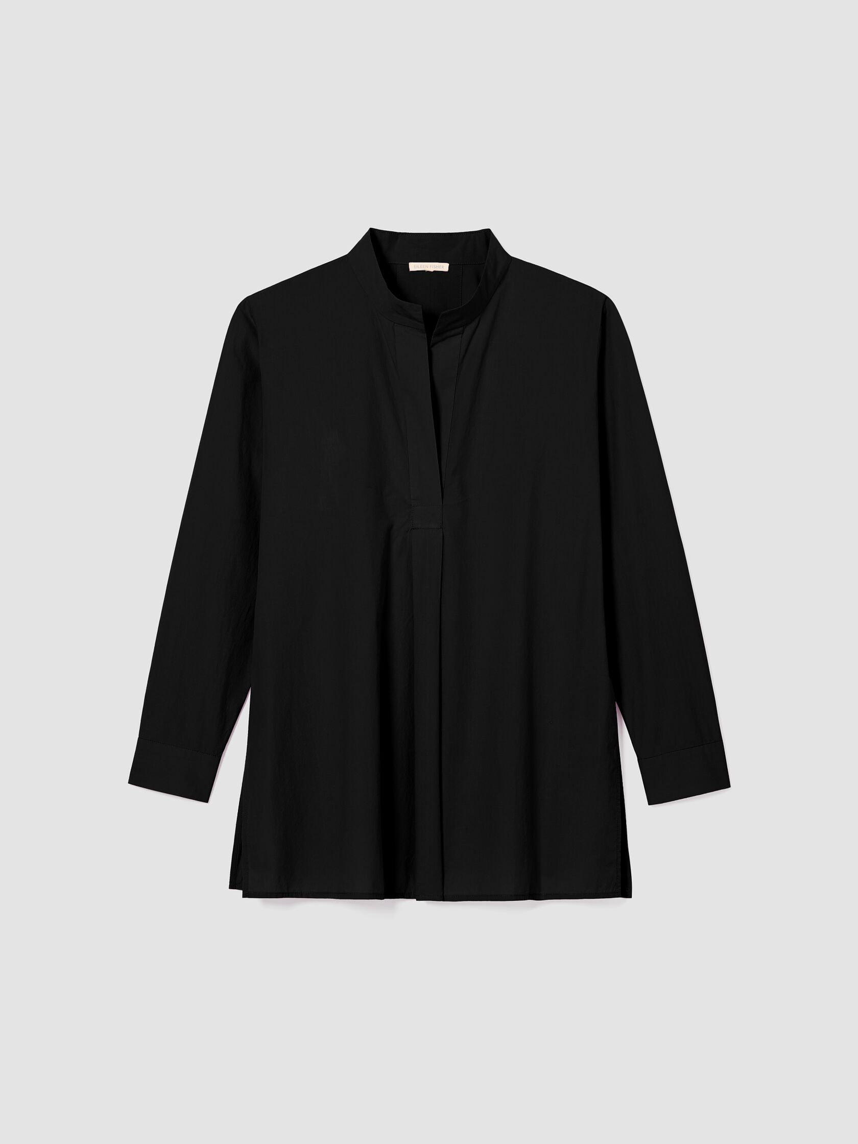 Washed Organic Cotton Poplin Stand Collar Top