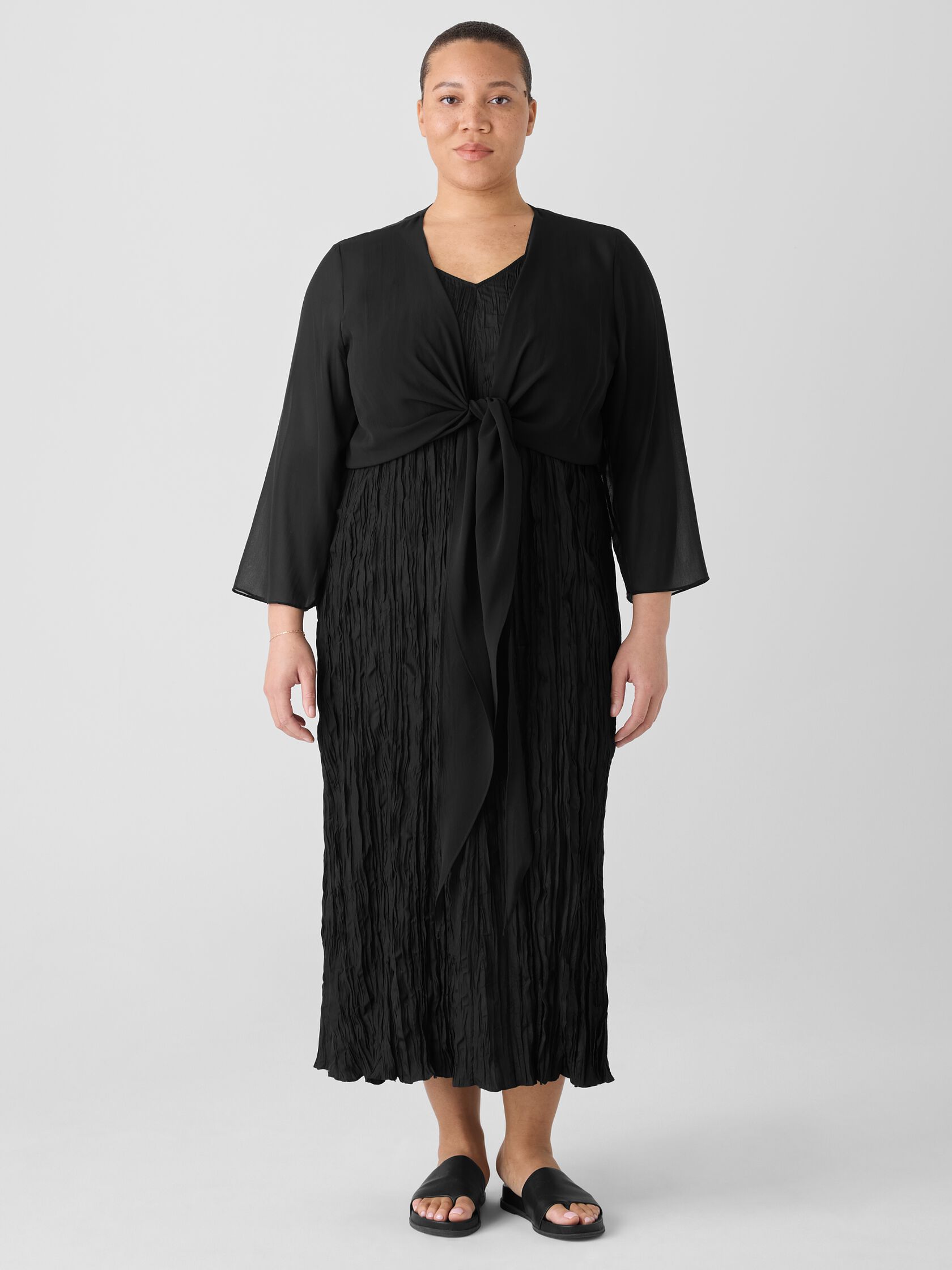 Sheer Silk Georgette Tie Jacket