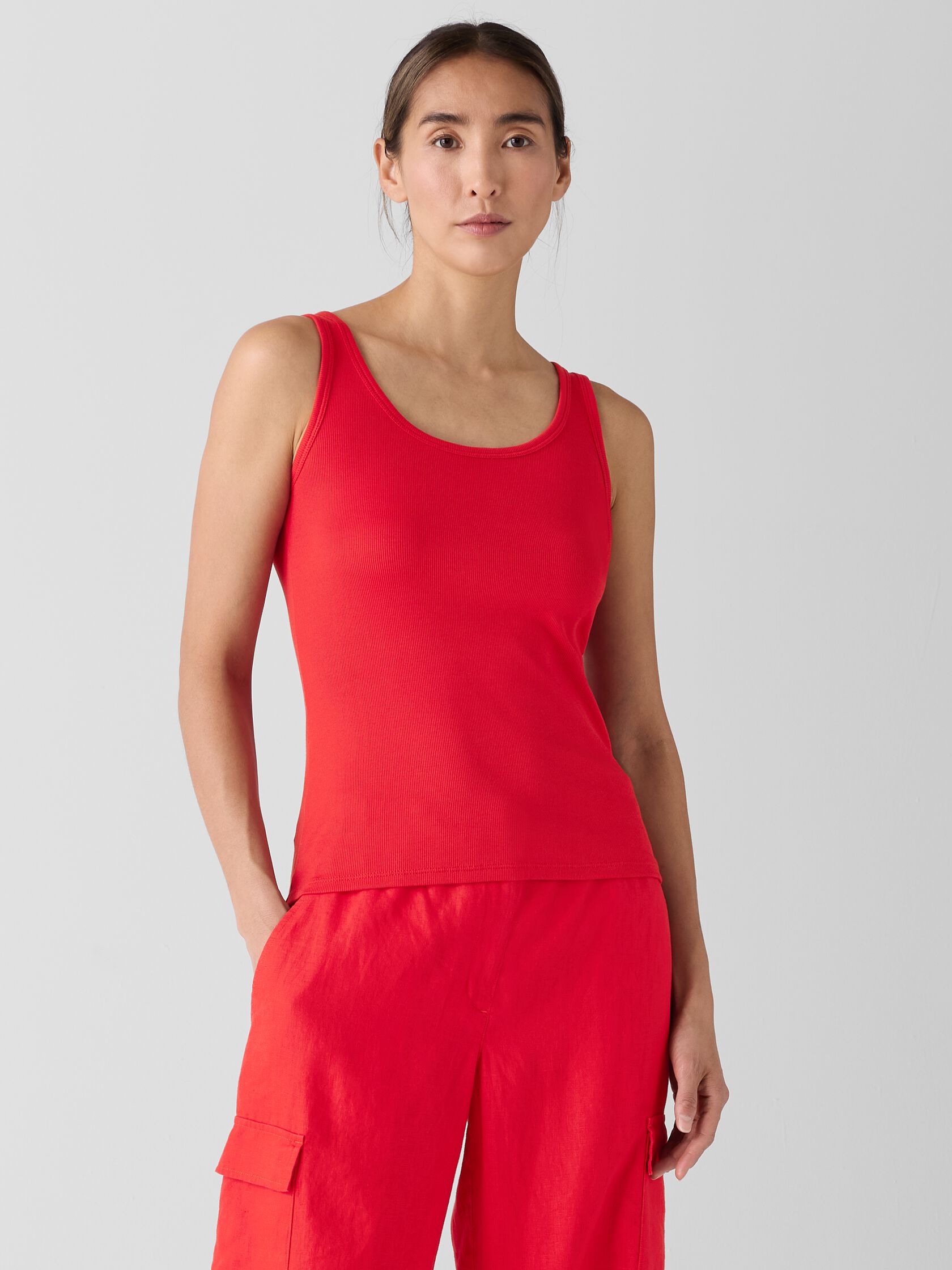 Organic Cotton Stretch Rib Scoop Neck Tank