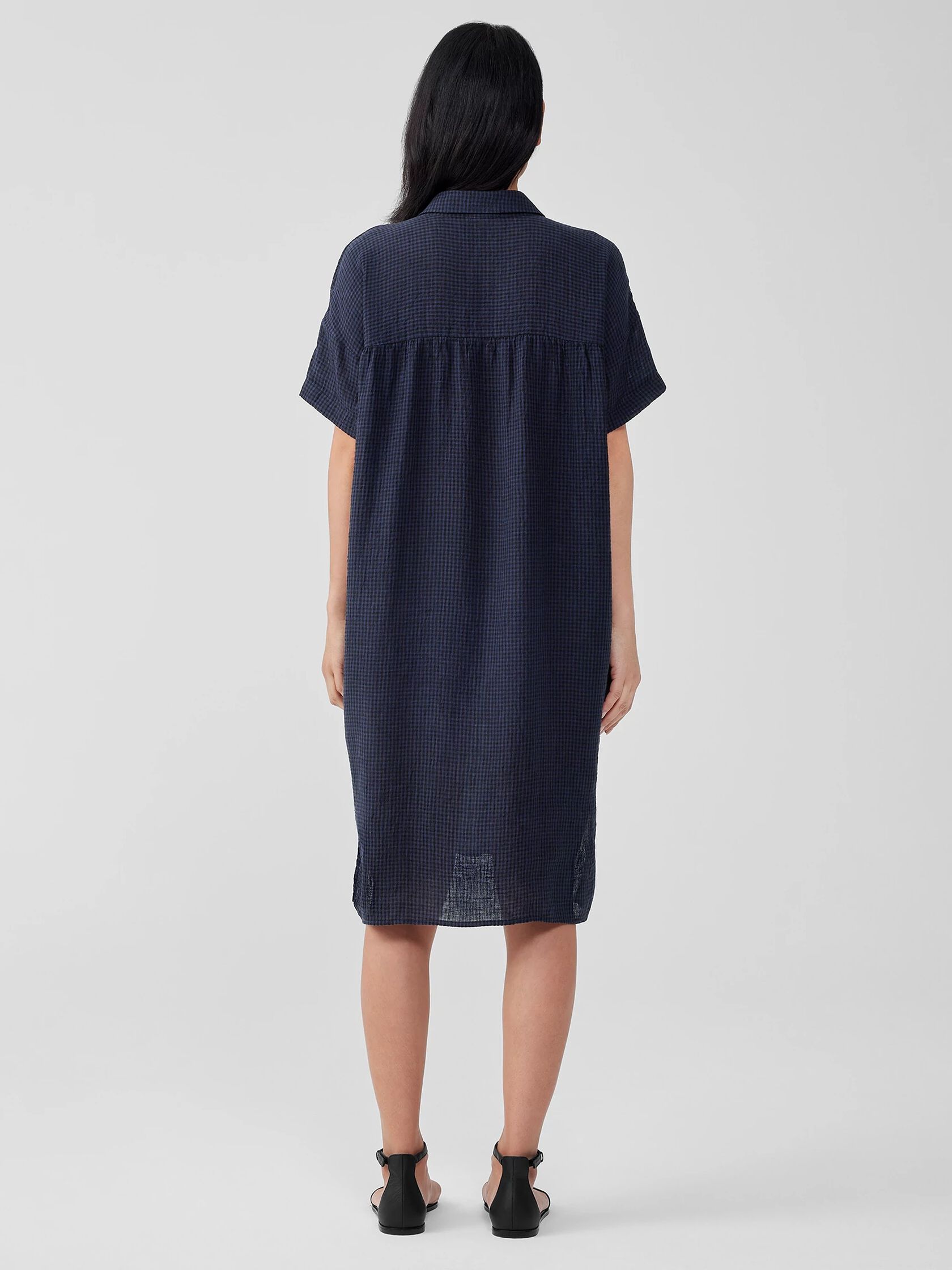 Puckered Organic Linen Classic Collar Dress