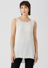 System Silk Georgette Crepe Bateau Neck Shell