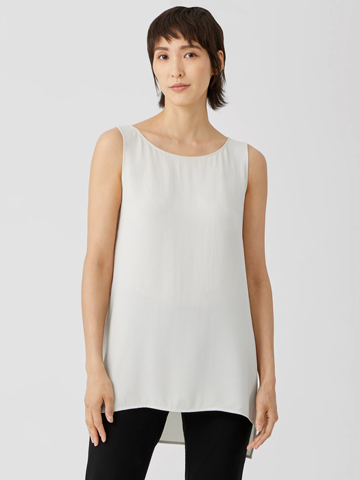 System Silk Georgette Crepe Bateau Neck Shell