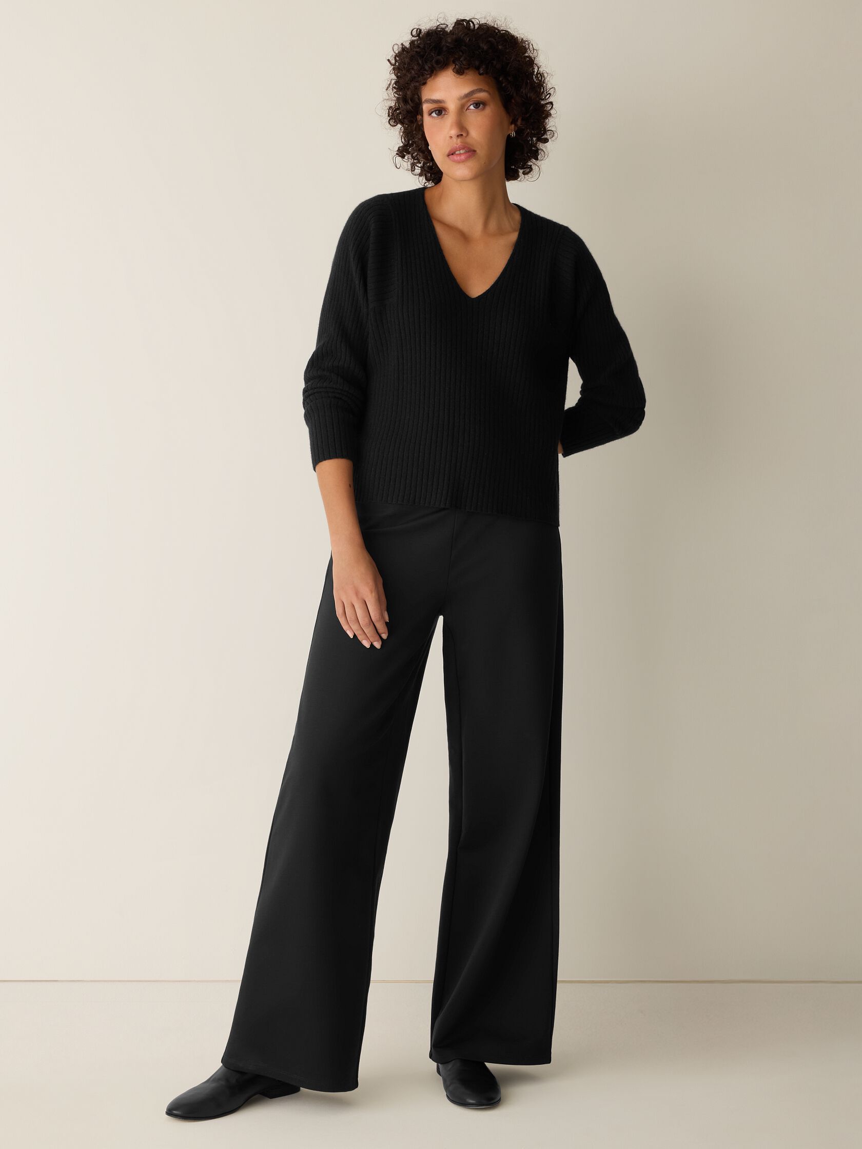 Washable Flex Ponte High Waisted Wide-Leg Pant