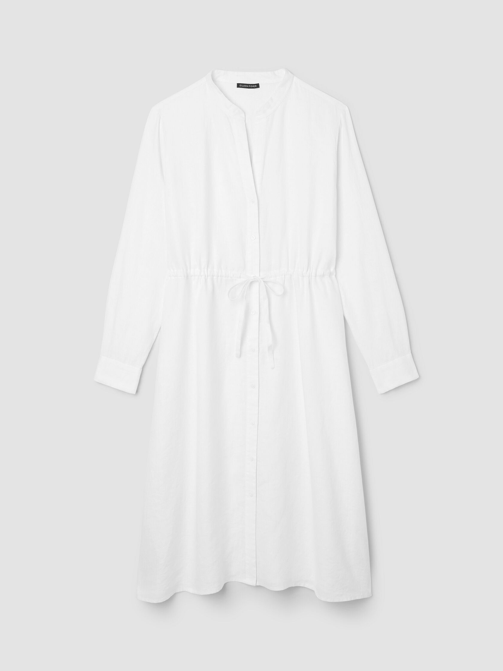 Organic Linen Band Collar Shirtdress