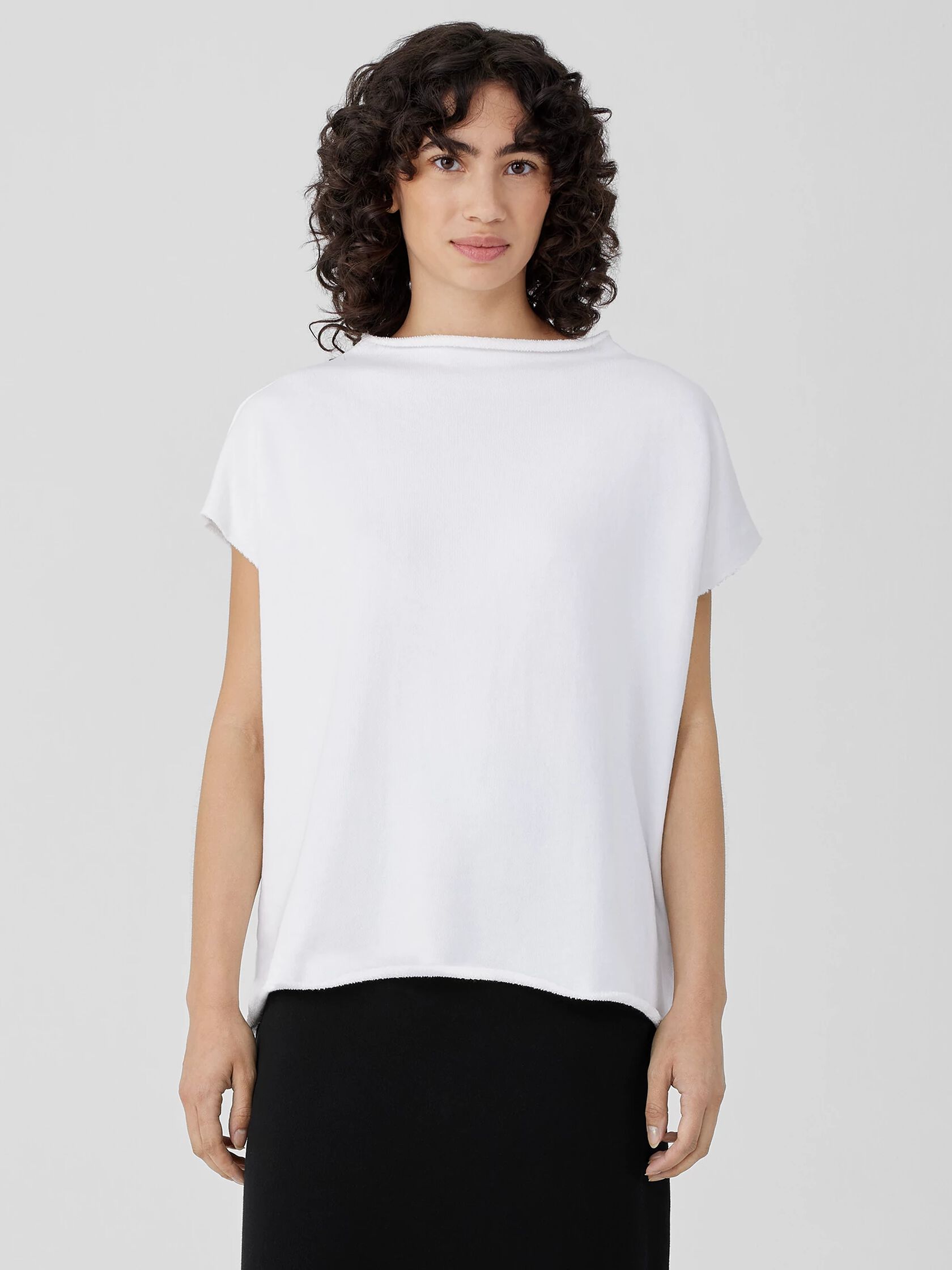 Organic Cotton French Terry Funnel Neck Top