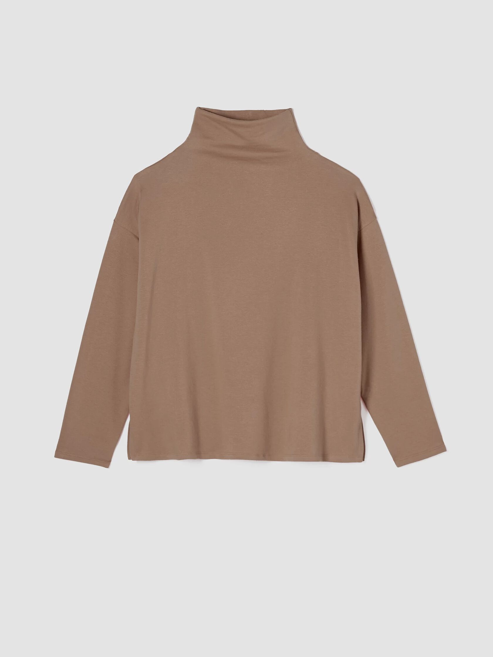 Cozy Brushed Terry Funnel Neck Box-Top
