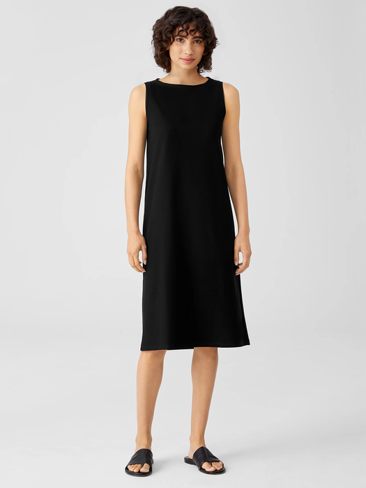 Washable Stretch Crepe Bateau Neck Dress