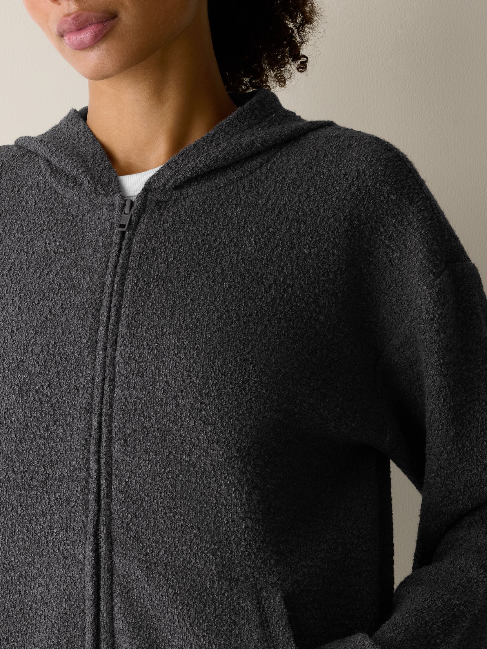 Organic Cotton Boucle Knit Hooded Jacket