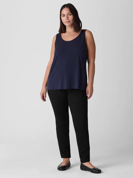 Stretch Silk Jersey Scoop Neck Tank