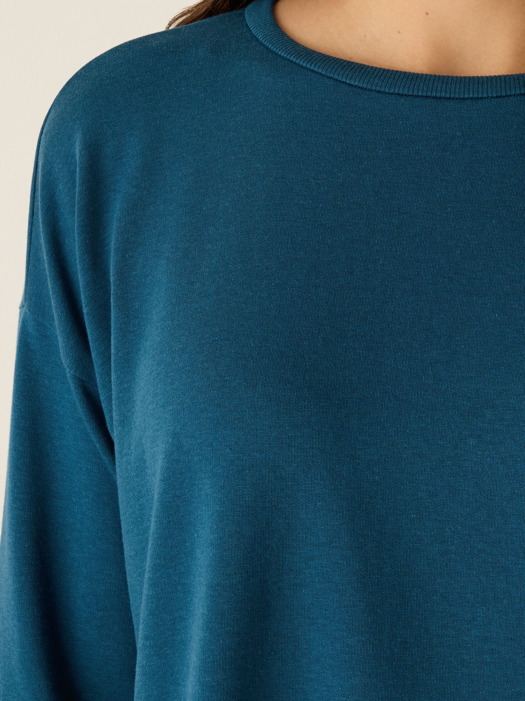 Cozy Brushed Terry Hug Round Neck Box-Top