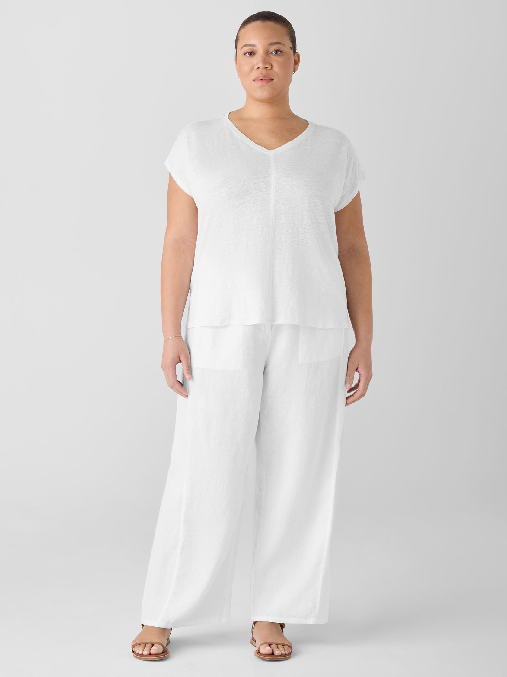Organic Linen Jersey V-Neck Tee