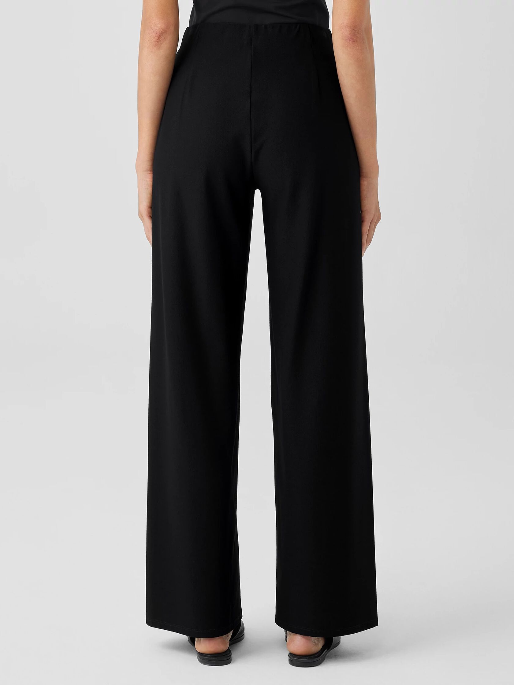 Washable Stretch Crepe High-Waisted Wide Pant