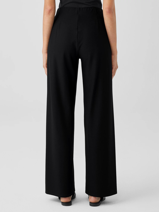 Washable Stretch Crepe High-Waisted Wide Pant