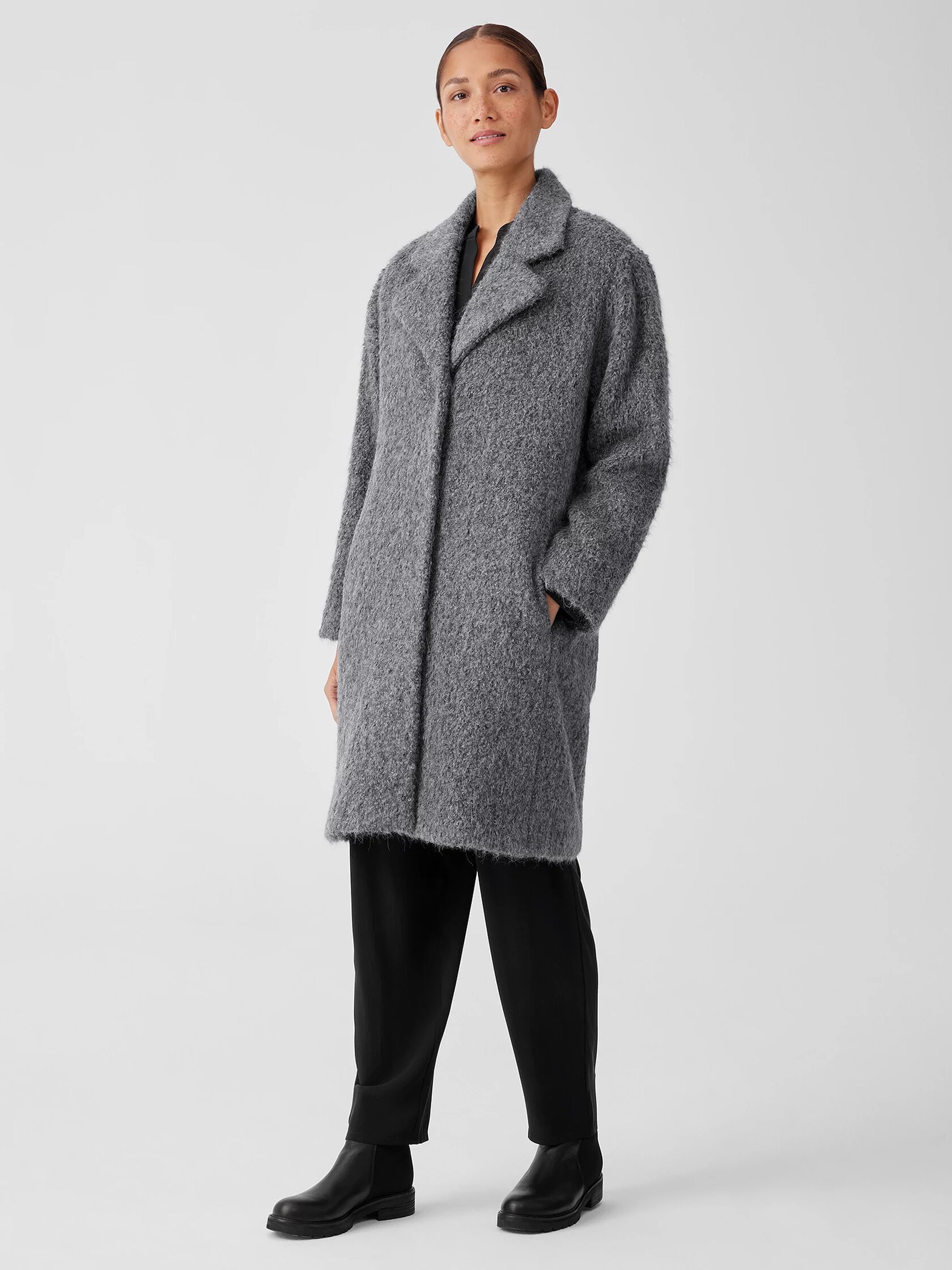 Alpaca Boucle Notch Collar Coat