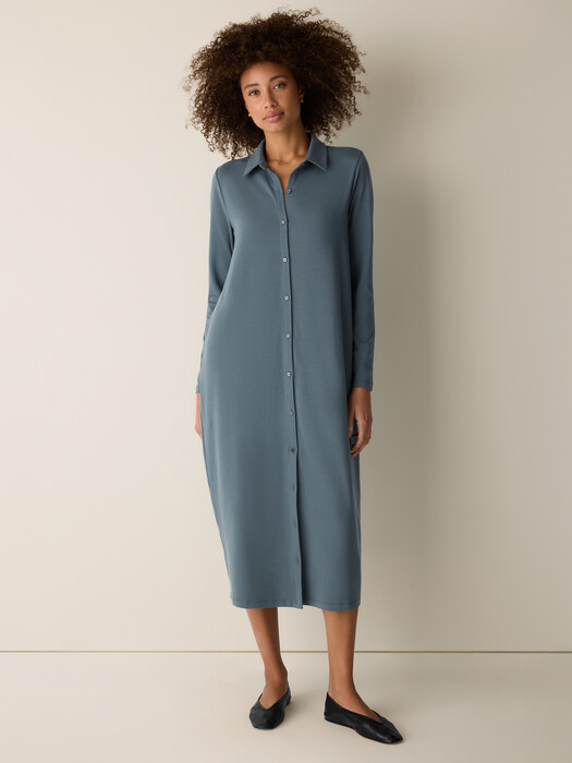 Stretch Jersey Knit Classic Collar Oval Dress Stretch Jersey Knit Classic Collar Oval Dress