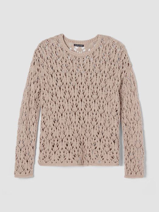 Peruvian Organic Cotton Cord Crew Neck Top EILEEN FISHER