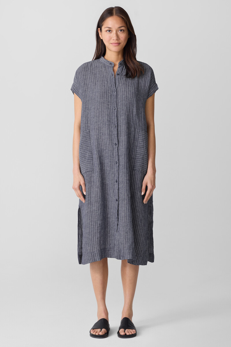 Puckered Organic Linen Shirtdress Puckered Organic Linen Shirtdress