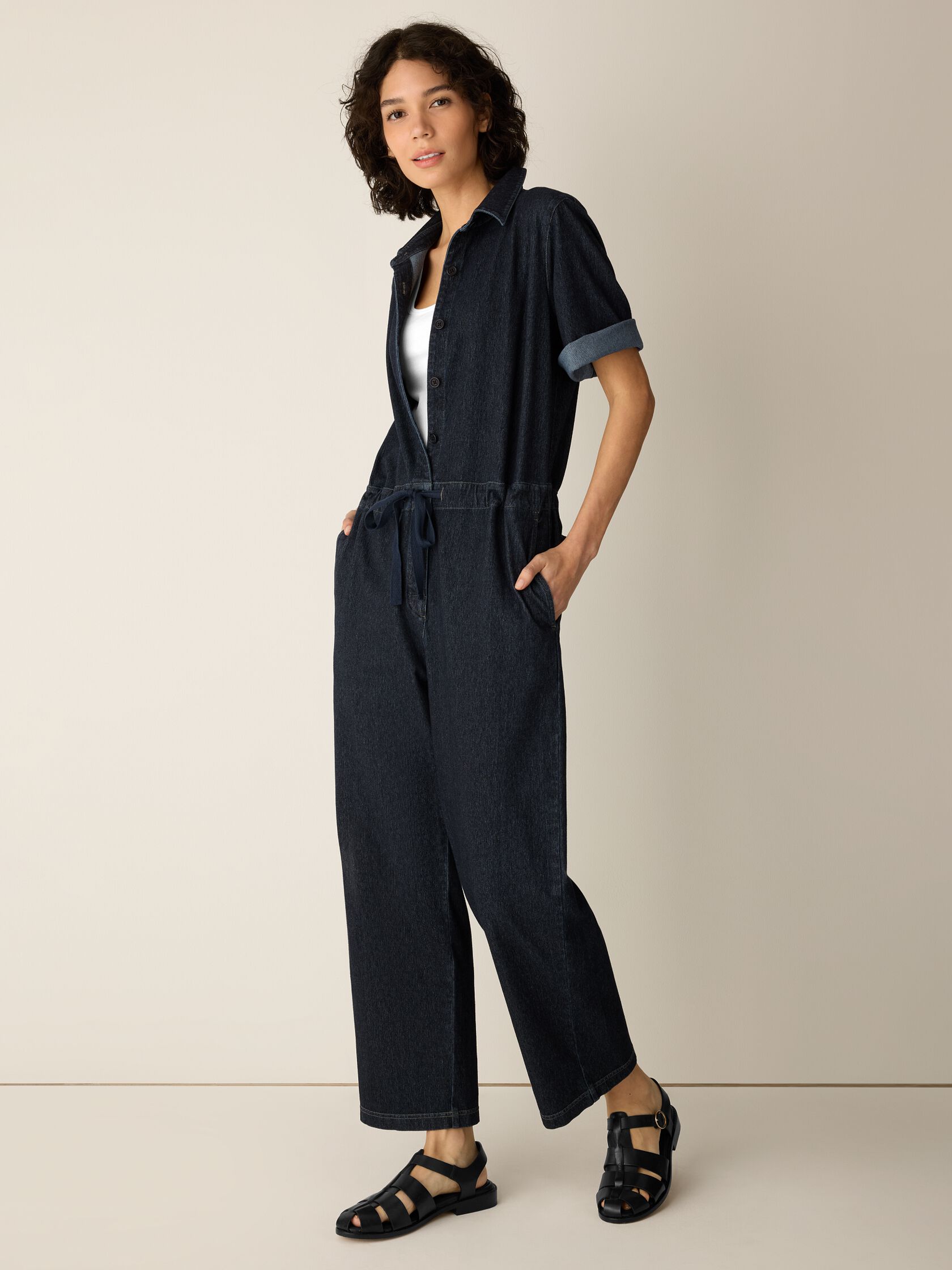 Cotton Indigo Knit Jumpsuit
