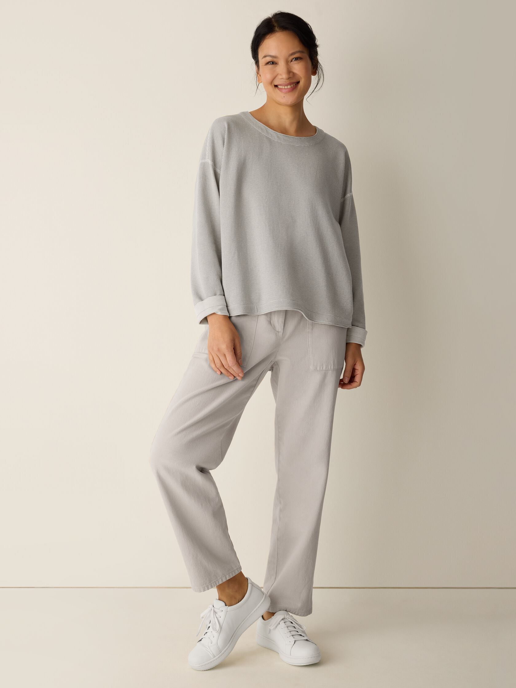 Doubleknit Organic Cotton Stripe Reversible Top