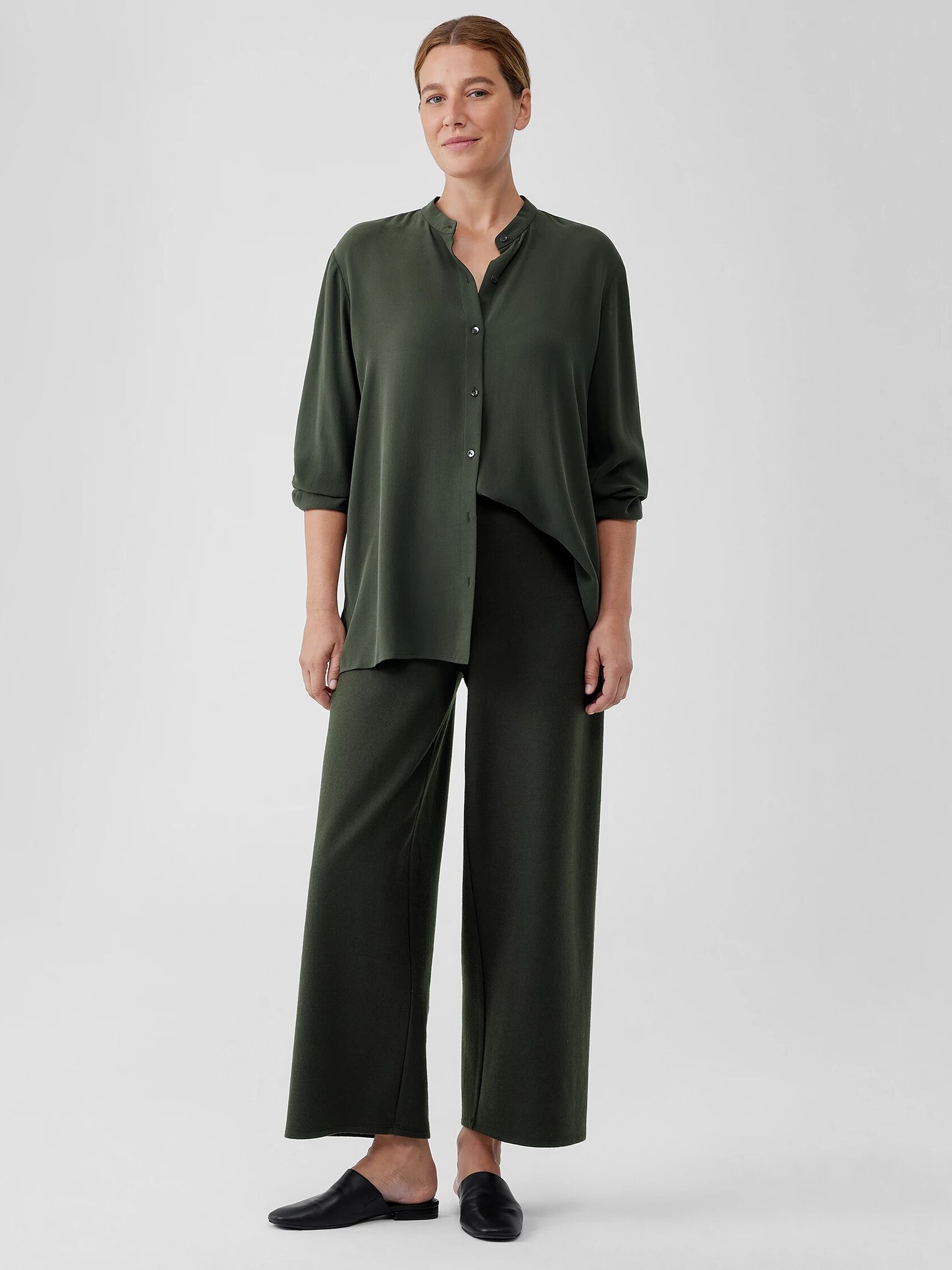 Boiled Wool Jersey Wide-Leg Pant