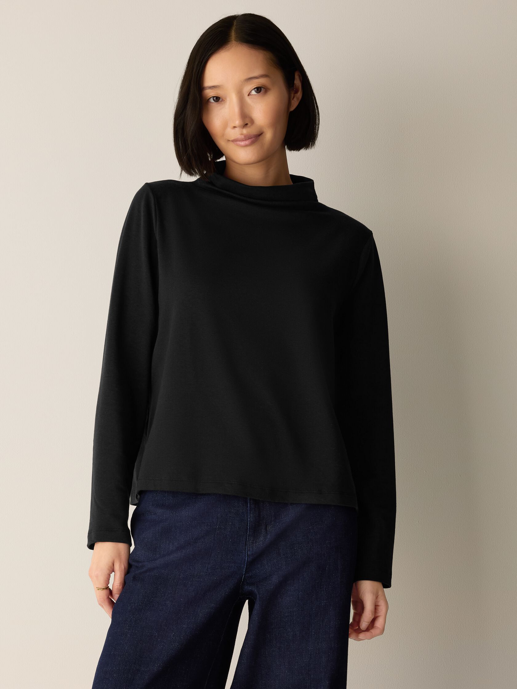 Cozy Brushed Terry Hug Funnel Neck Top