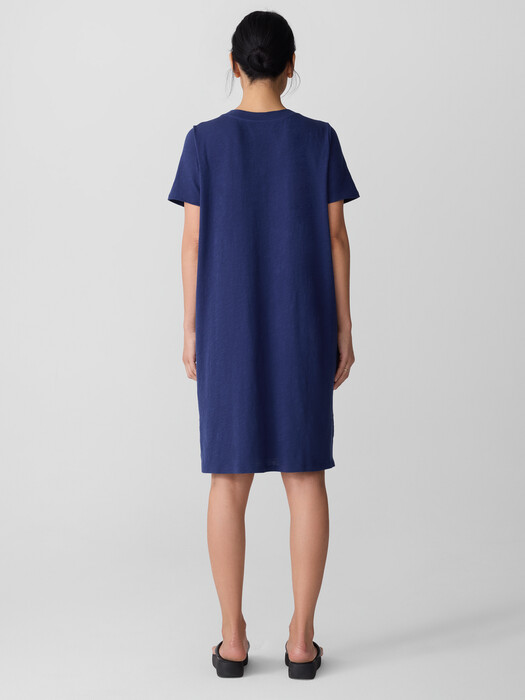 Organic Cotton Slubby Jersey V-Neck Dress