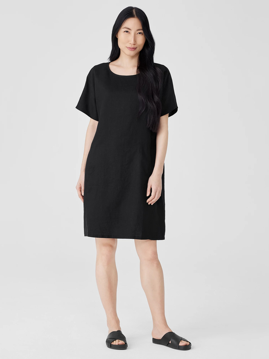 Organic Linen Ballet Neck Dress | EILEEN FISHER