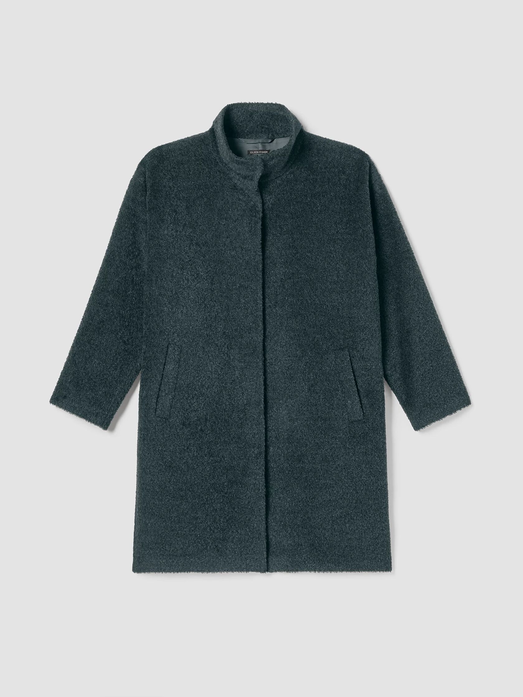 Sheared Suri Alpaca Stand Collar Coat