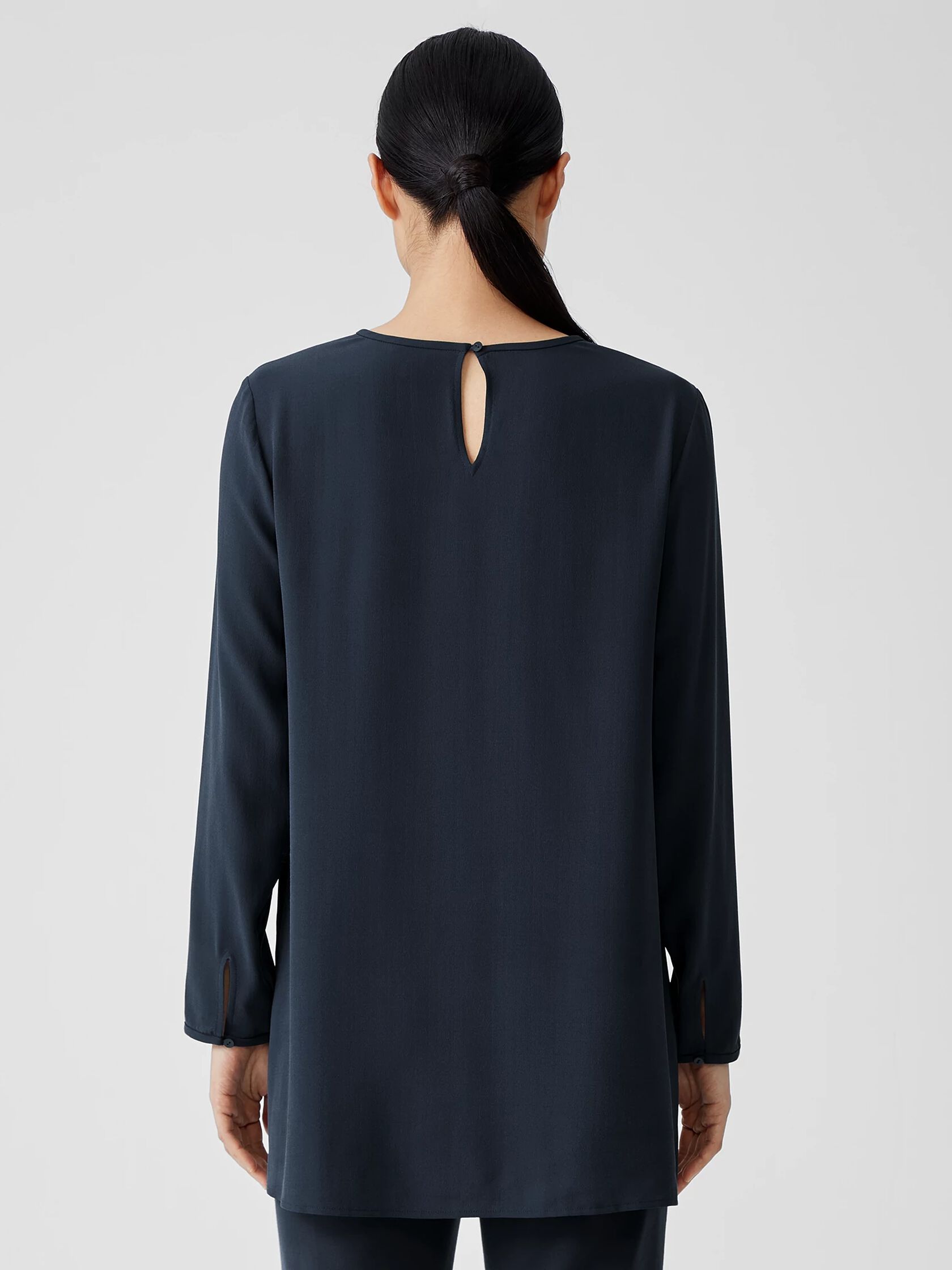 Silk Georgette Crepe Round Neck Top