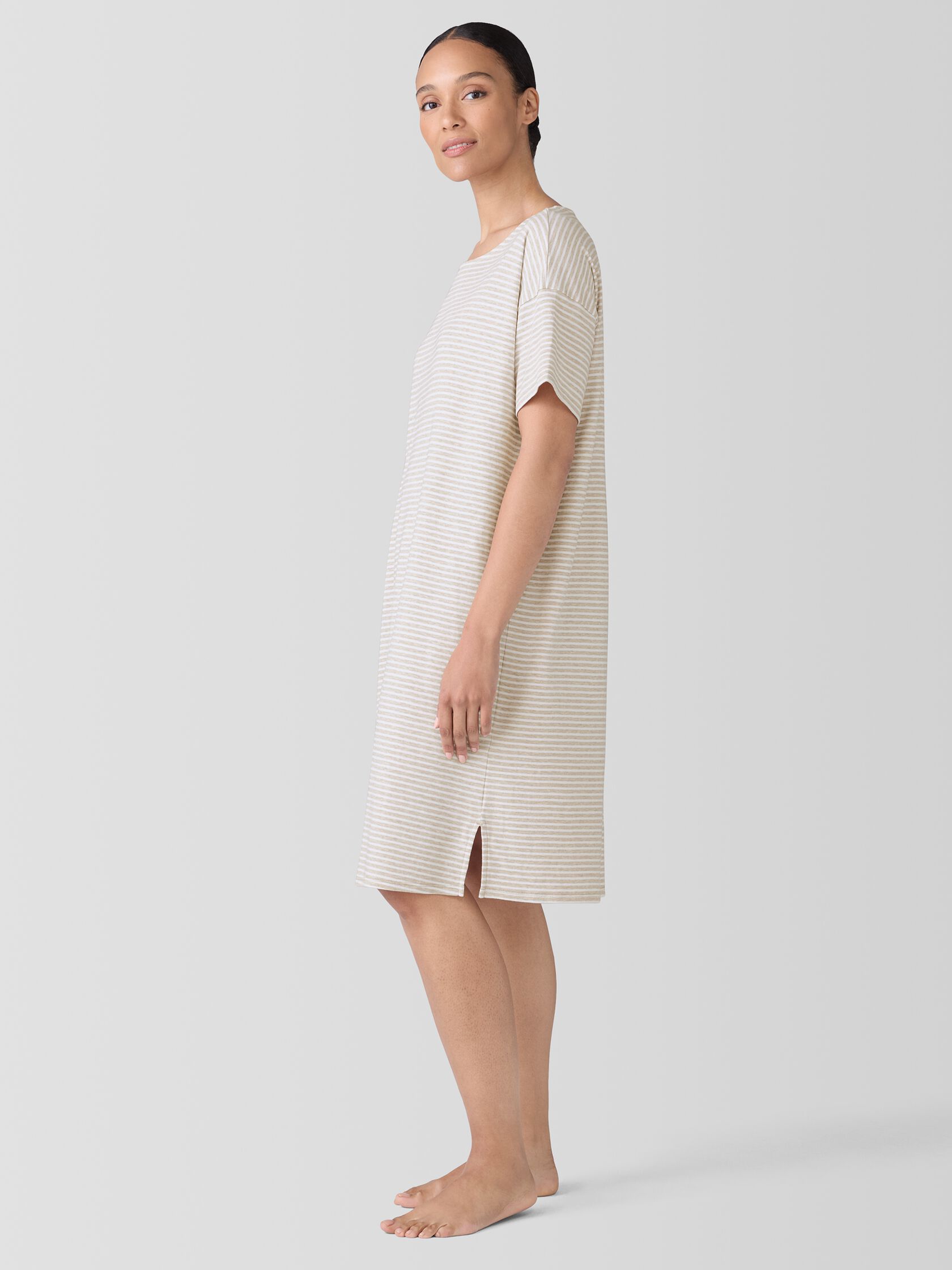 Striped Organic Cotton Interlock Sleep Dress