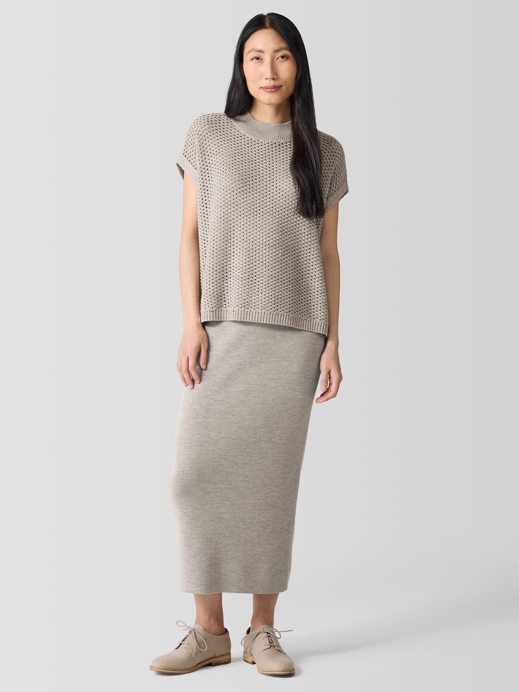 Merino Mock Neck Top in Regenerative Wool