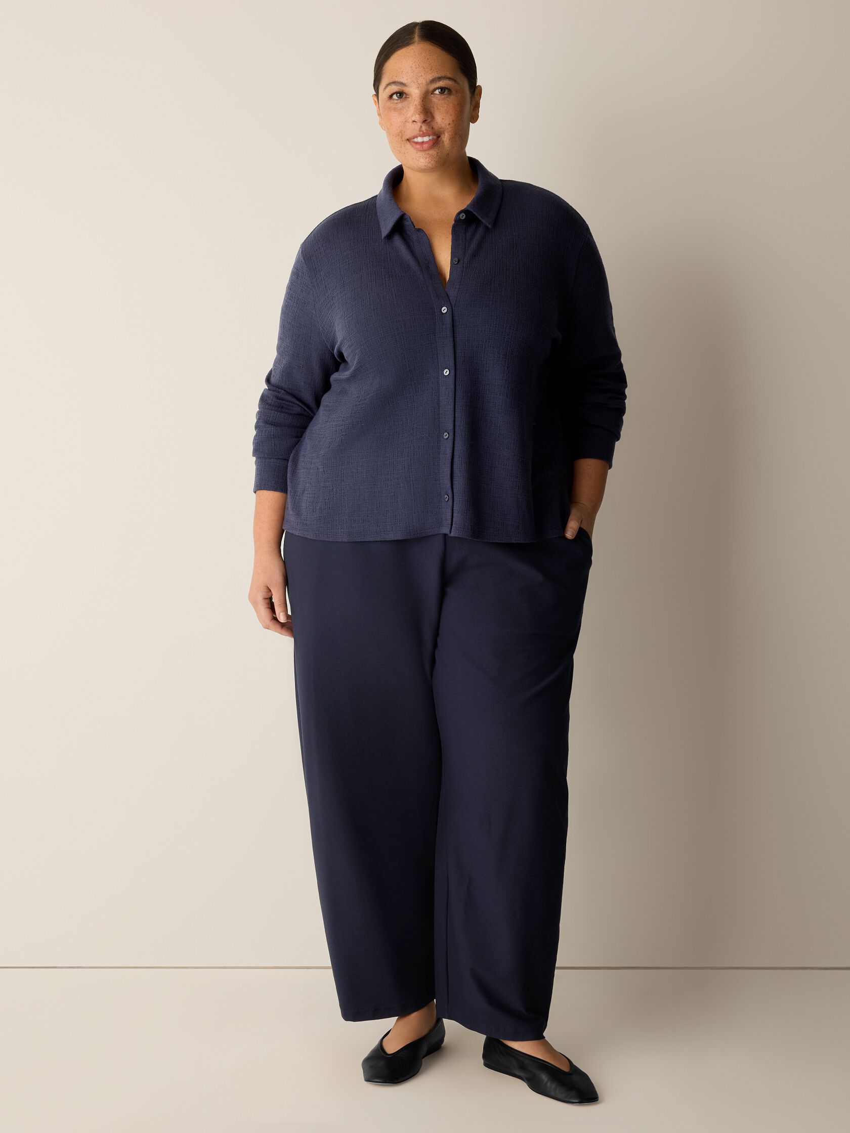 Cross Hatch Stretch Jersey Classic Collar Shirt