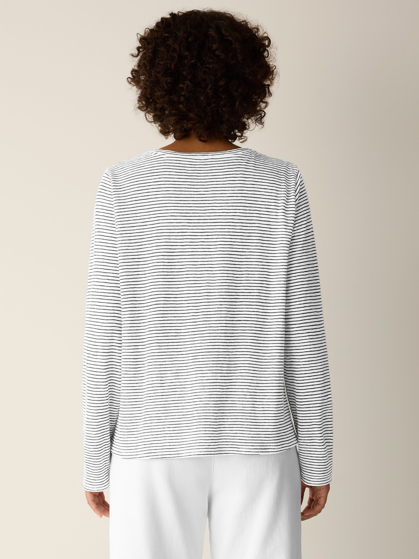 Striped Organic Linen Jersey Long-Sleeve Tee
