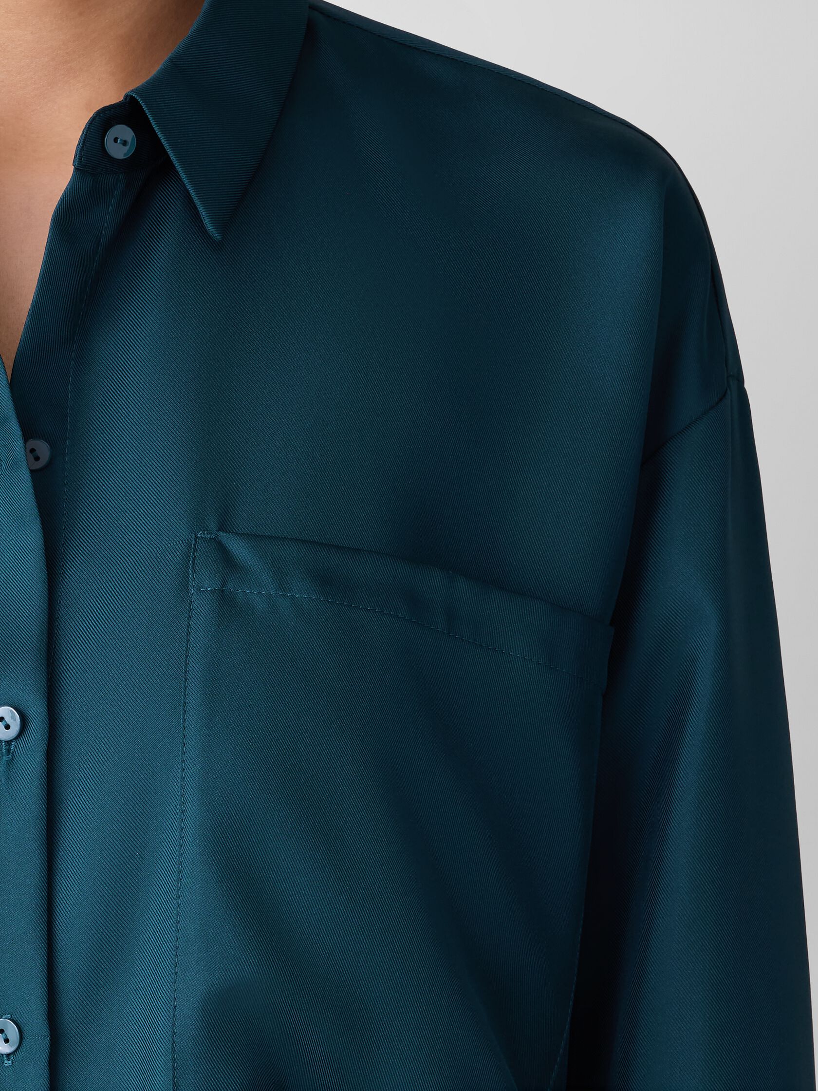 Silk Twill Classic Collar Long Shirt