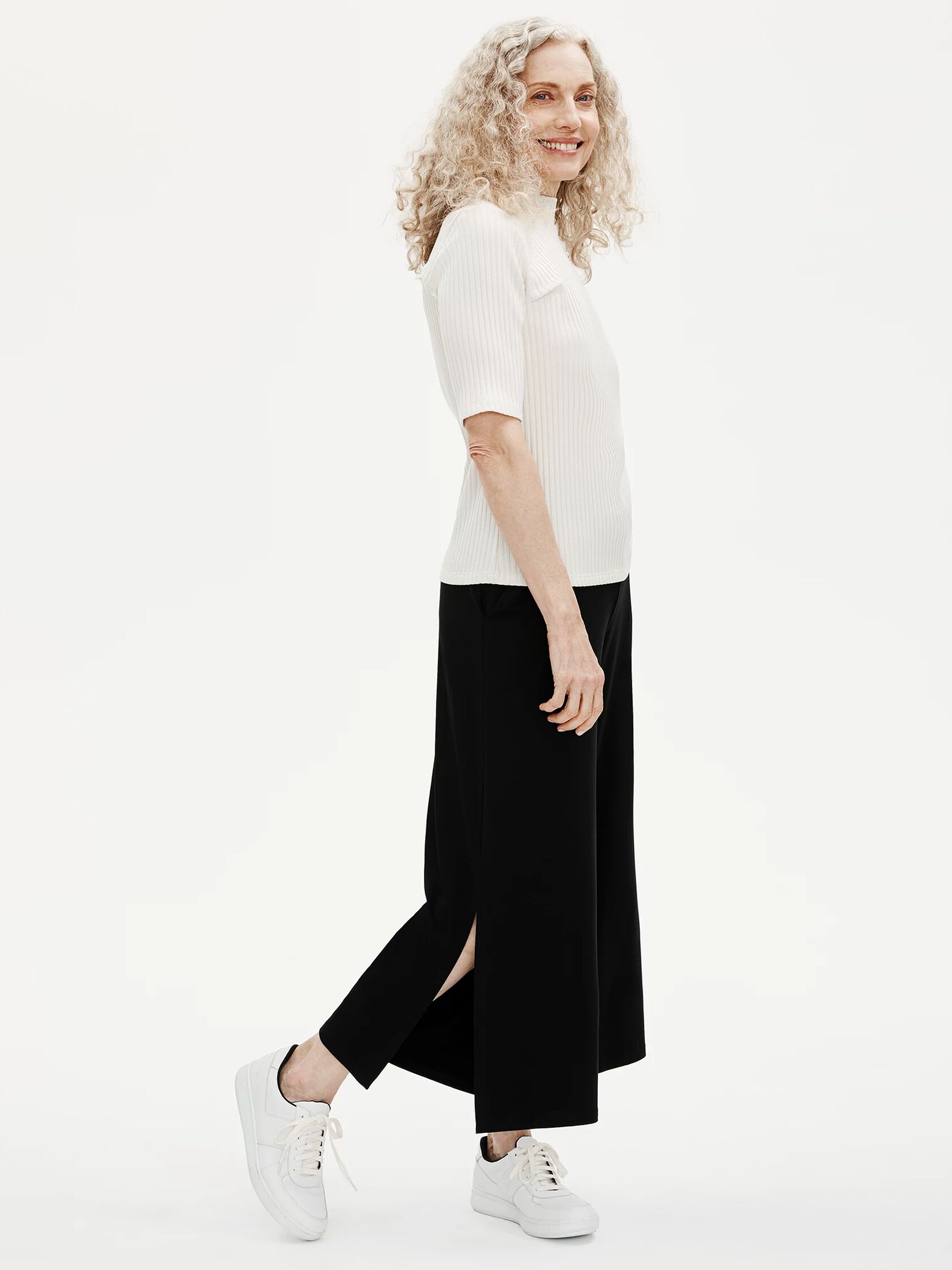 Fine Jersey Wide-Leg Pant with Slits