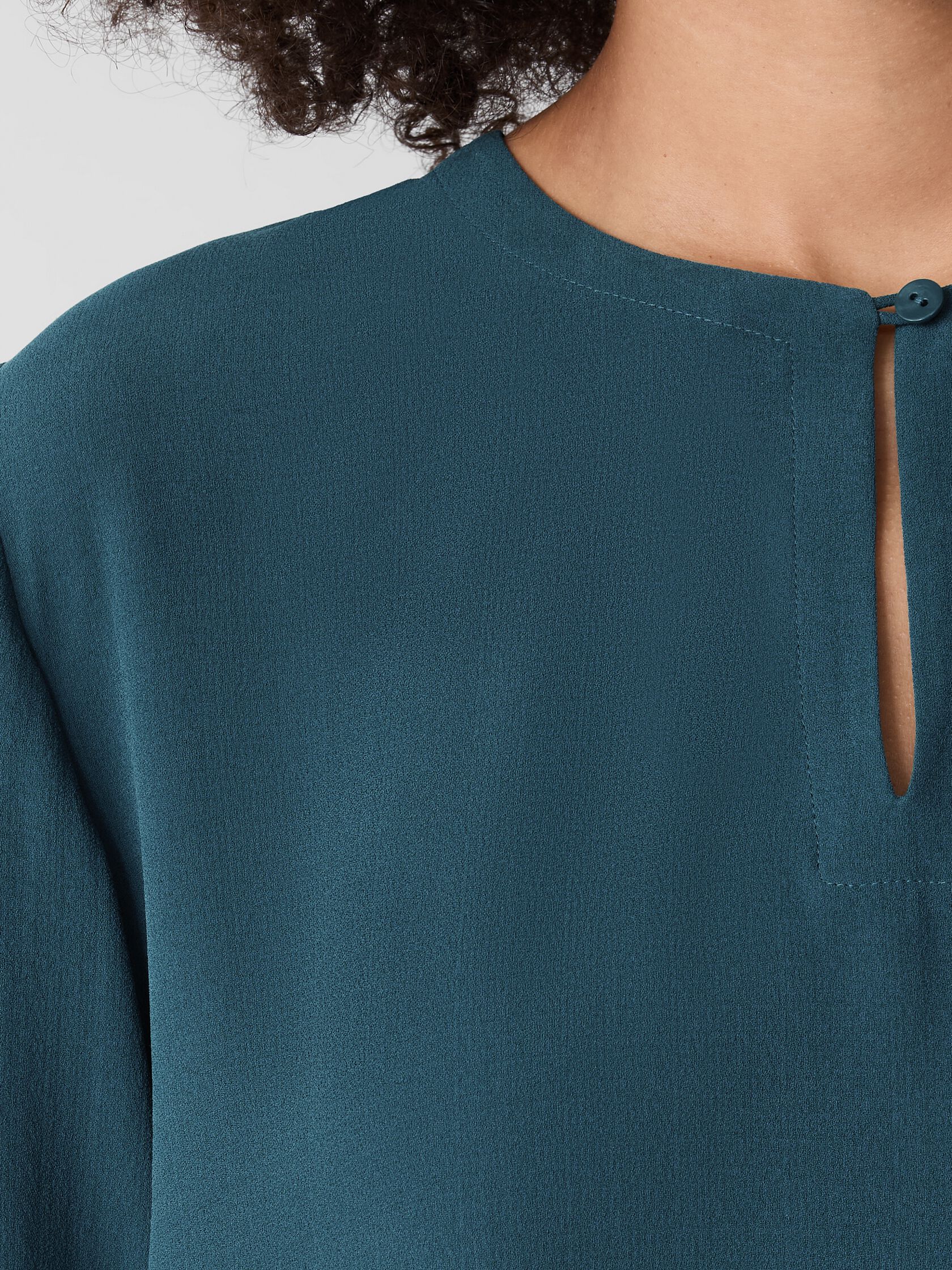 Silk Georgette Crepe Keyhole Top