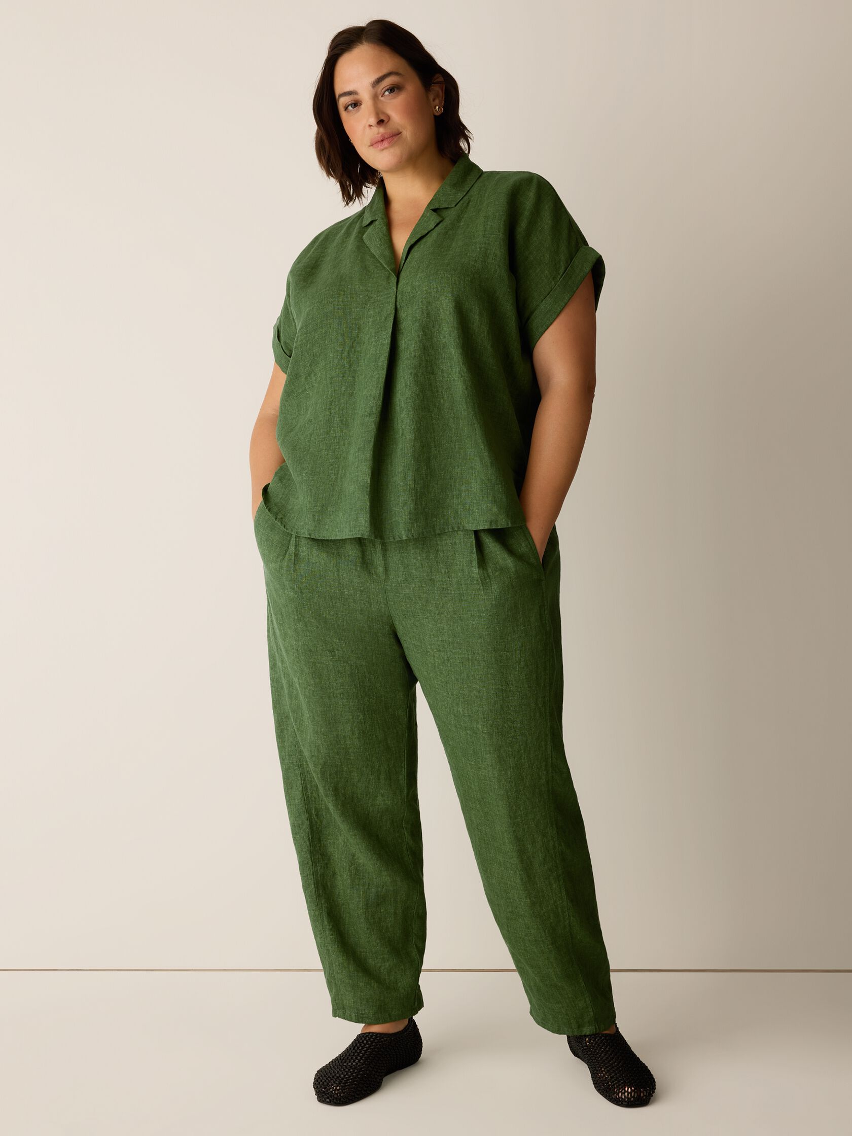 Washed Organic Linen D&eacute;lav&eacute; Lantern Pant