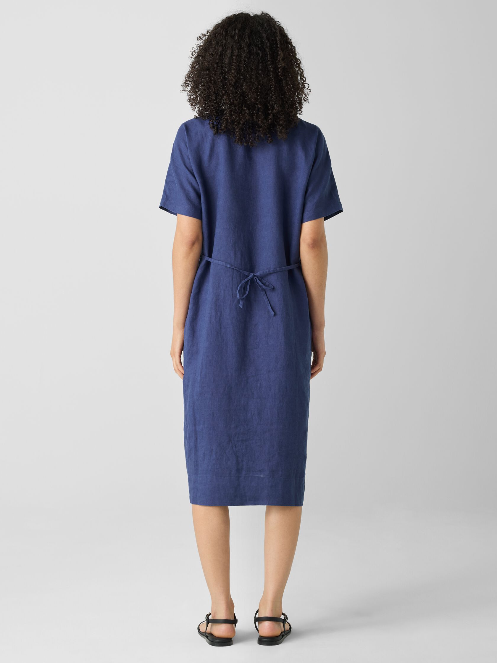 Organic Linen Jewel Neck Dress