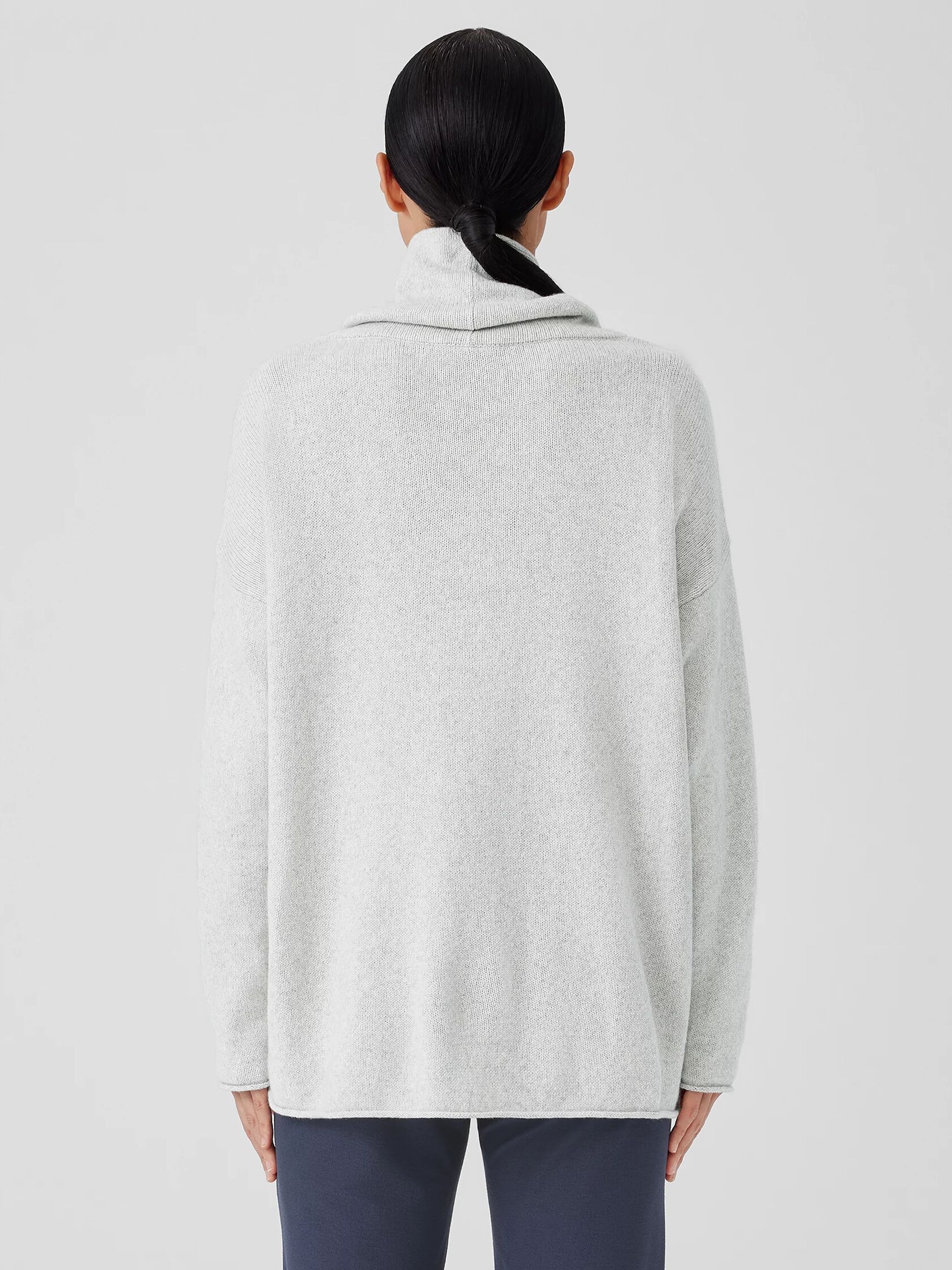 Cotton and Recycled Cashmere Turtleneck Long Top