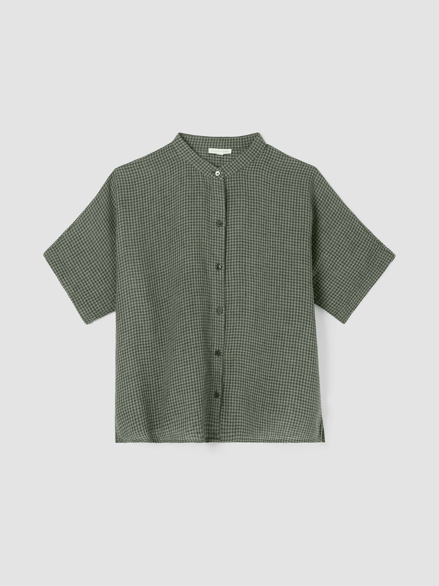 Puckered Organic Linen Short-Sleeve Shirt