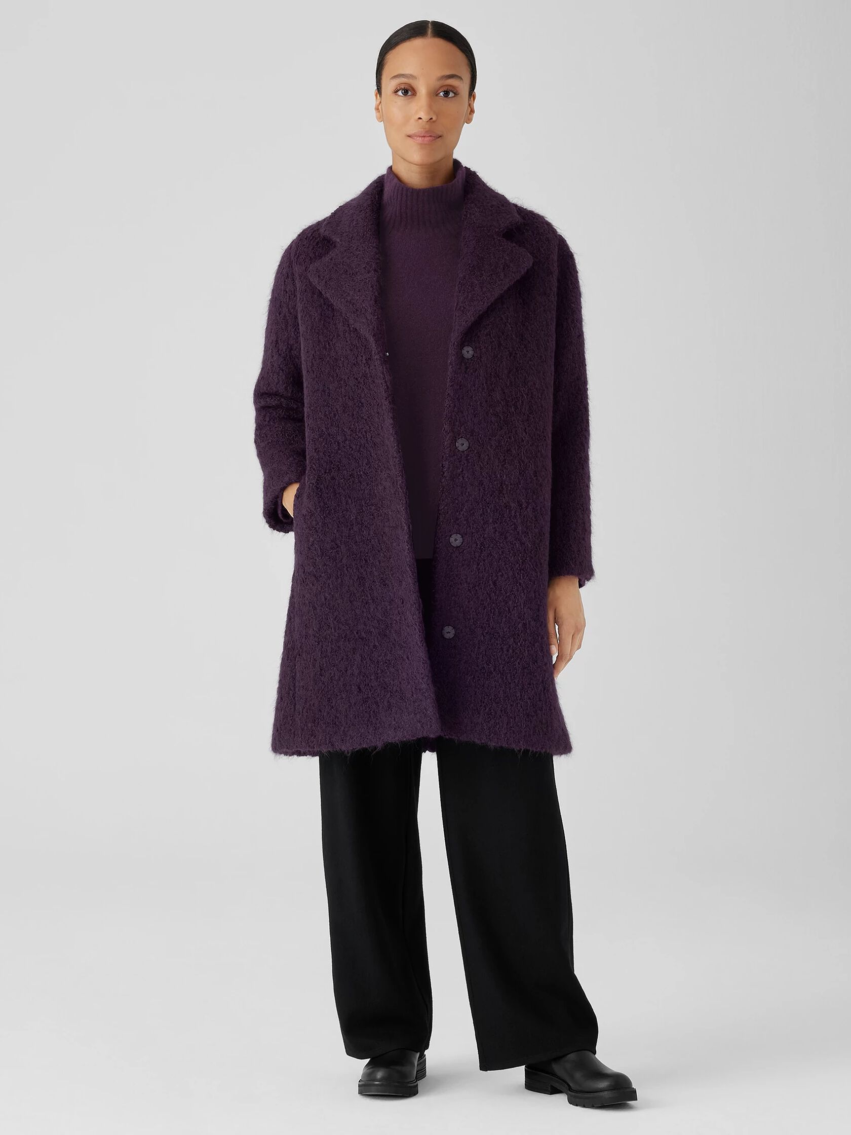 Alpaca Boucle Notch Collar Coat