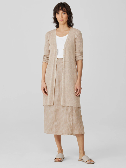 Organic Linen Melange Long Cardigan