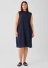 Woven Plissé Mock Neck Dress