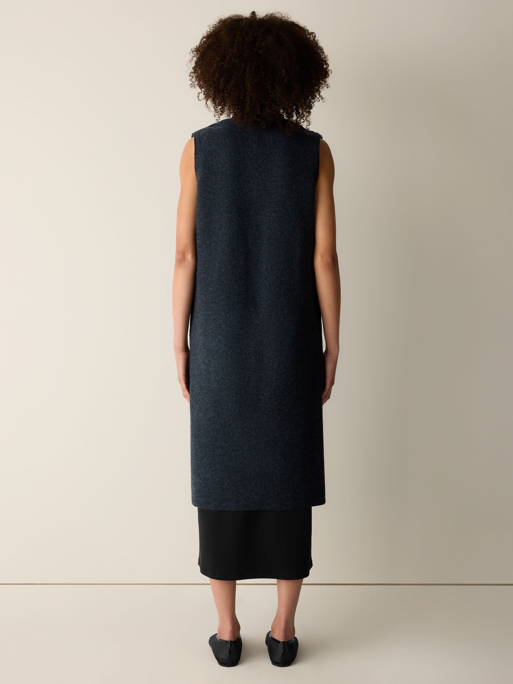 Lightweight Boiled Wool Shawl Collar Vest in Regenerative Wool