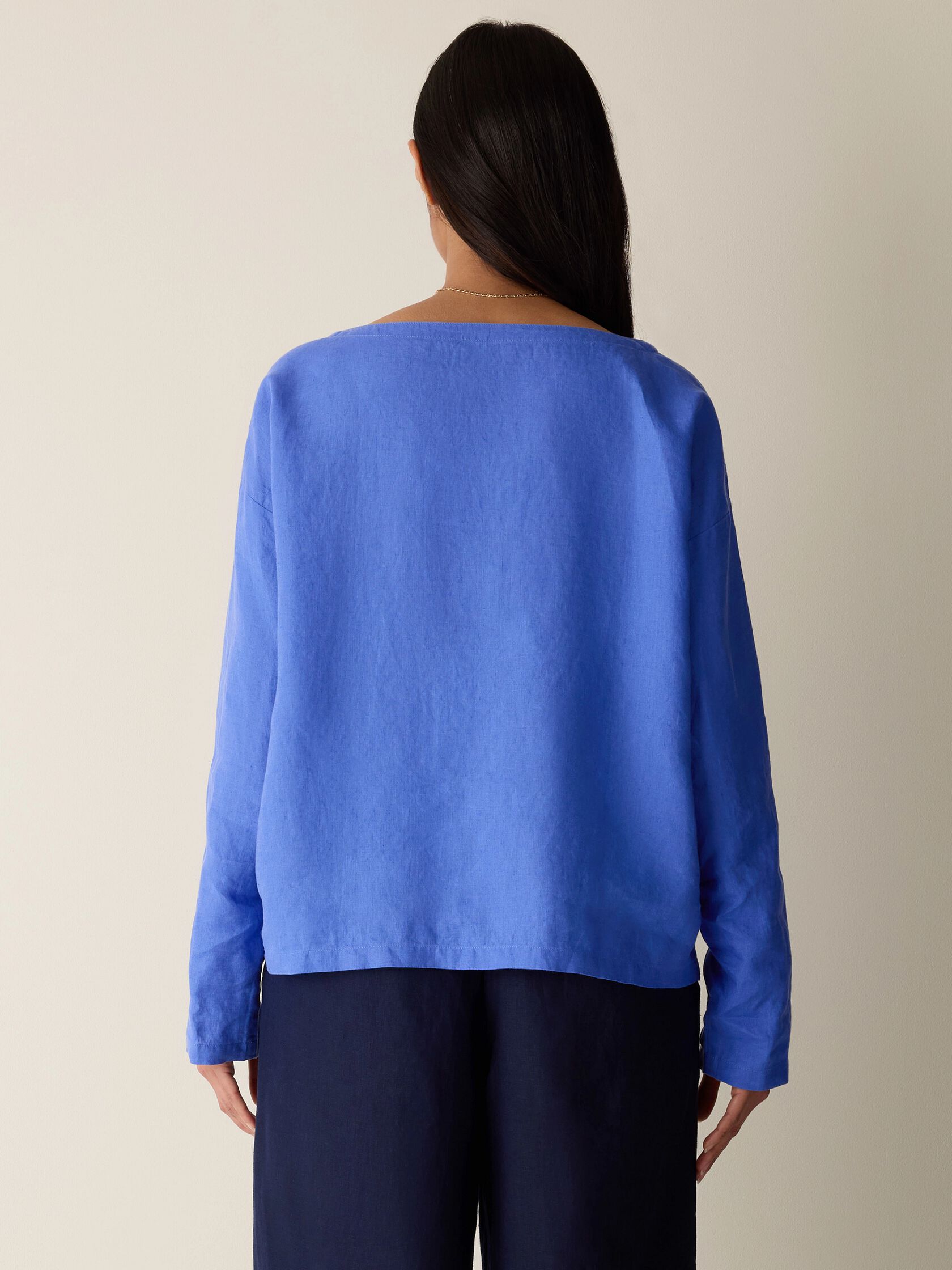 Organic Handkerchief Linen Bateau Neck Box-Top