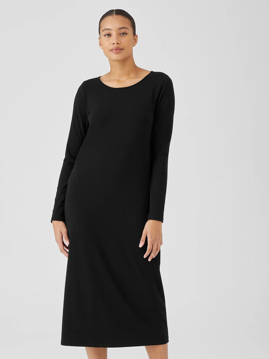 Stretch Jersey Knit Jewel Neck Dress