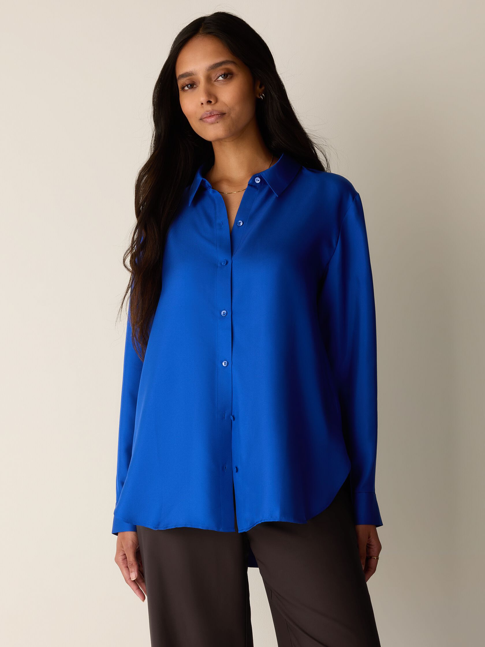 Silk Twill Classic Collar Shirt